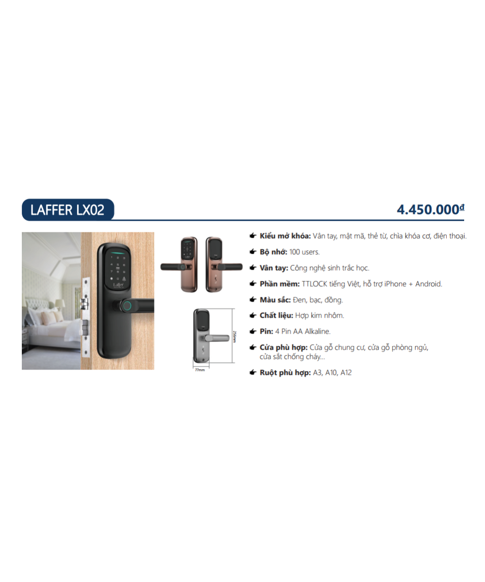 Khóa cửa phòng vân tay 5 in 1 - LAFFER LX02