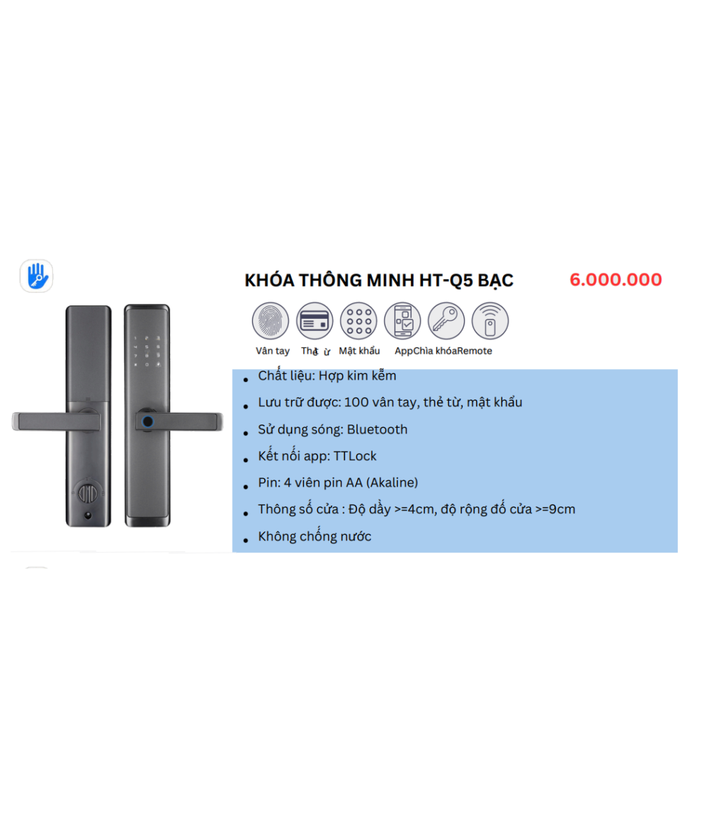 Khóa thông minh HTS - Q5 Bạc