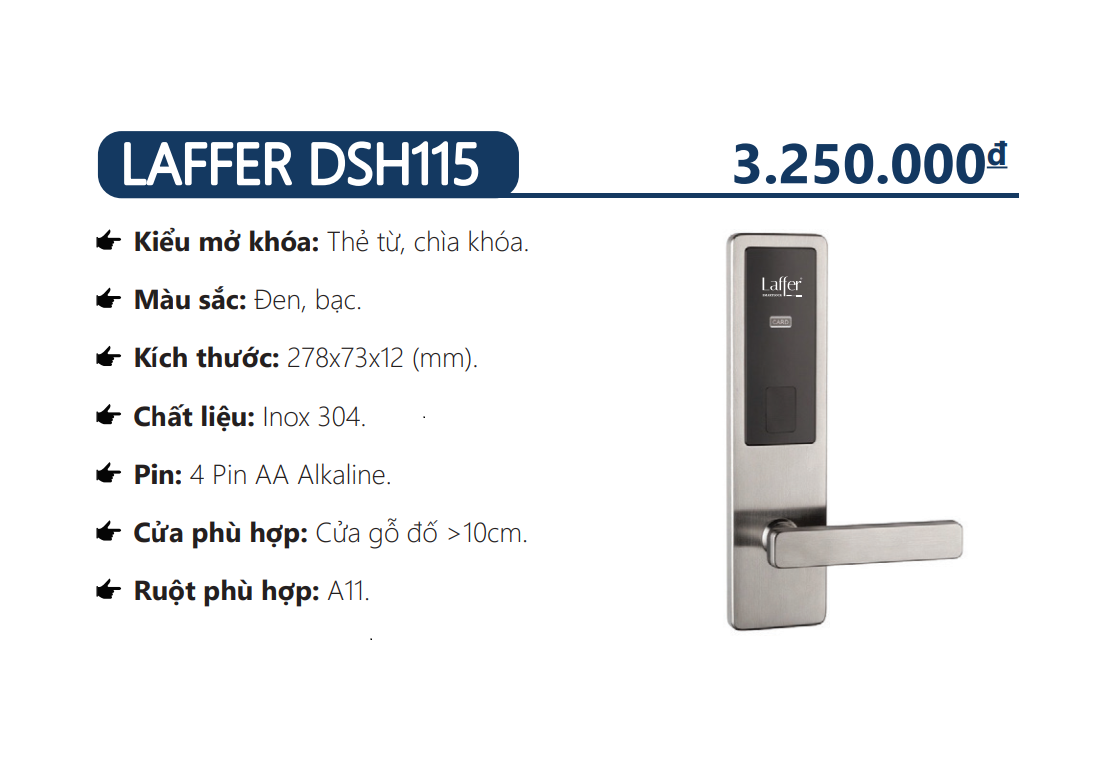 Khóa thẻ từ dành cho khách sạn - LAFFER DSH115