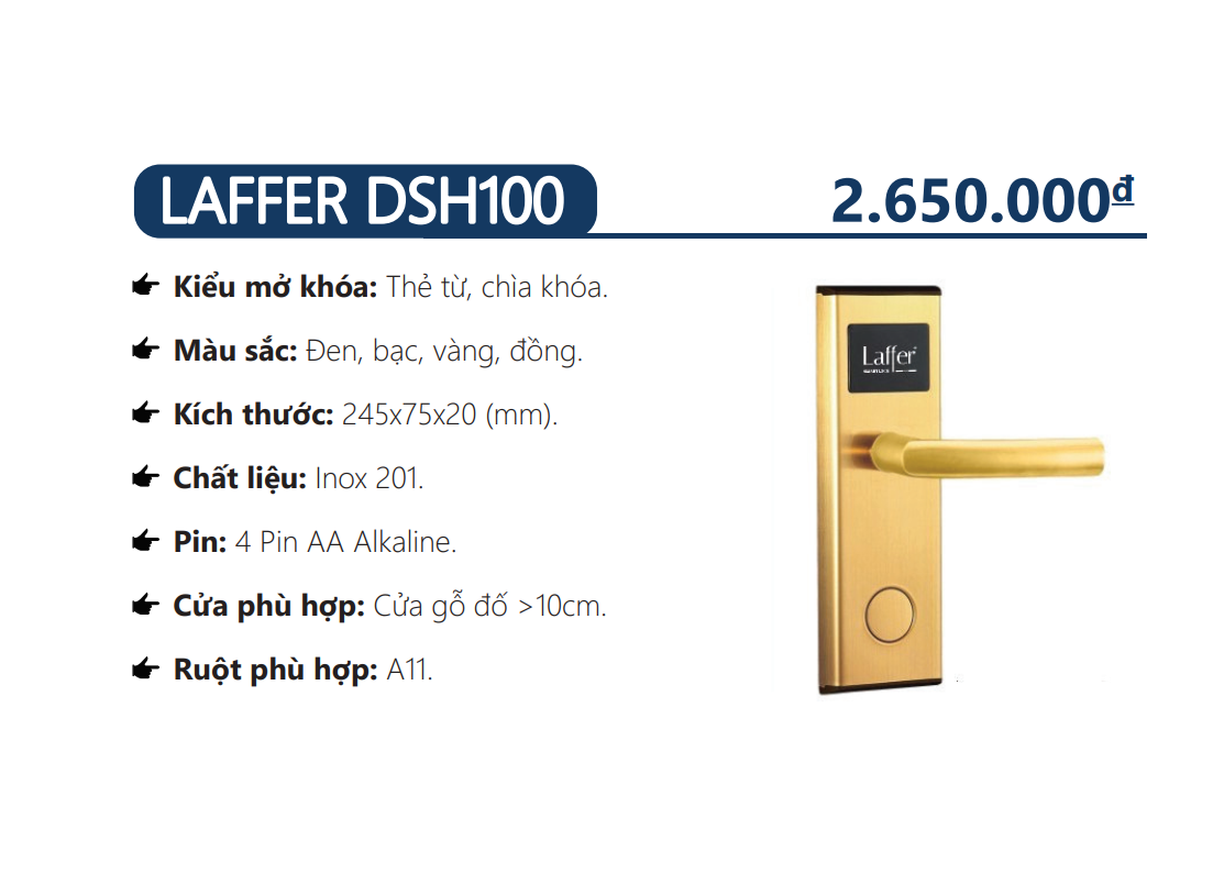 Khóa thẻ từ dành cho khách sạn - LAFFER DSH100
