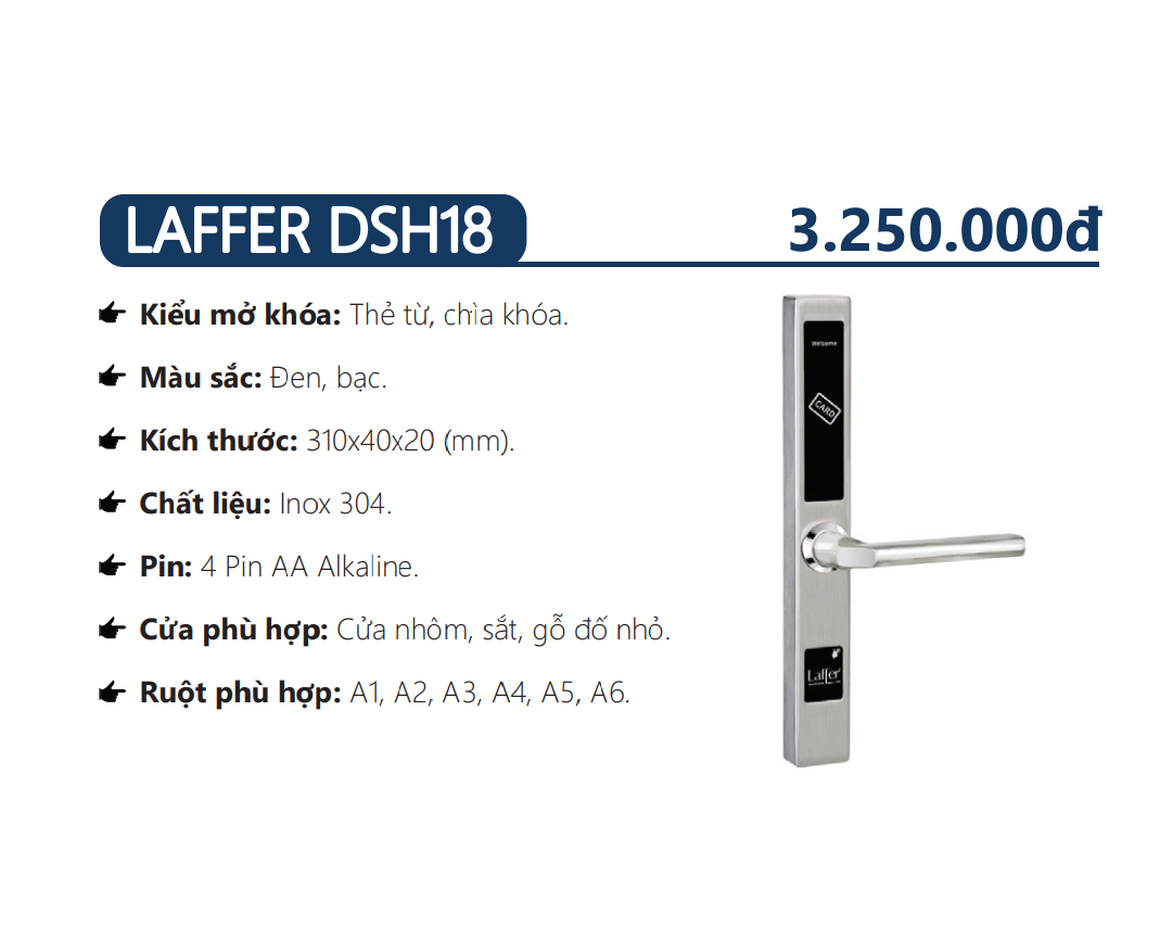 Khóa thẻ từ dành cho khách sạn - LAFFER DSH18