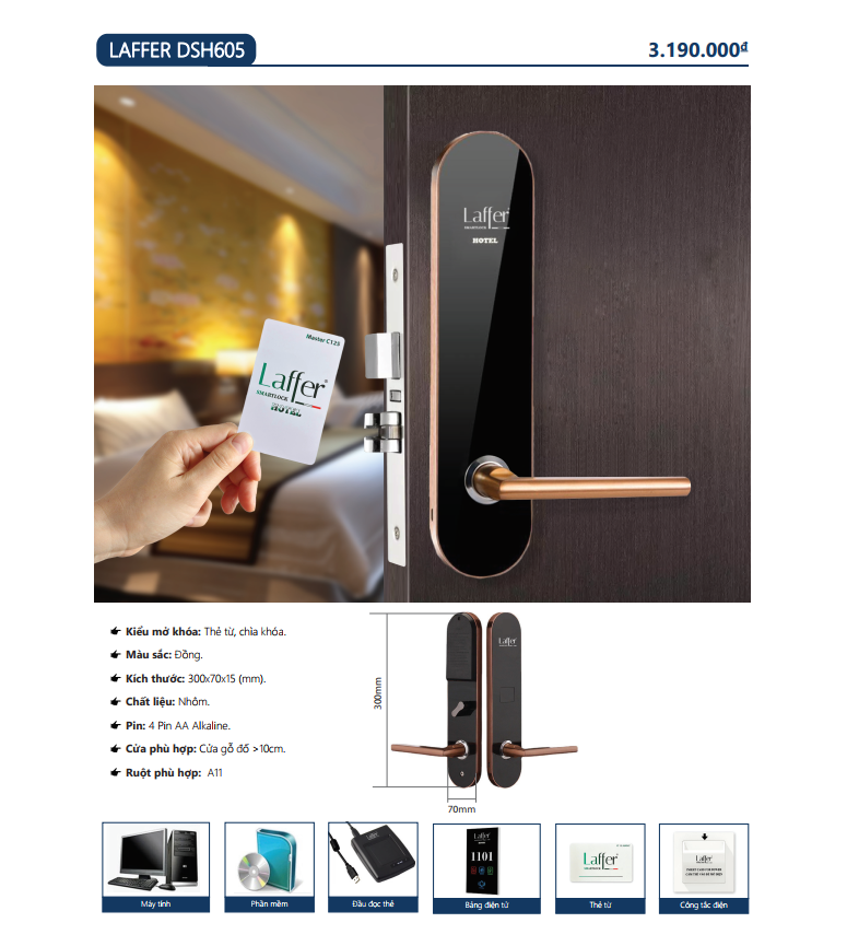 Khóa thẻ từ dành cho khách sạn - LAFFER DSH605