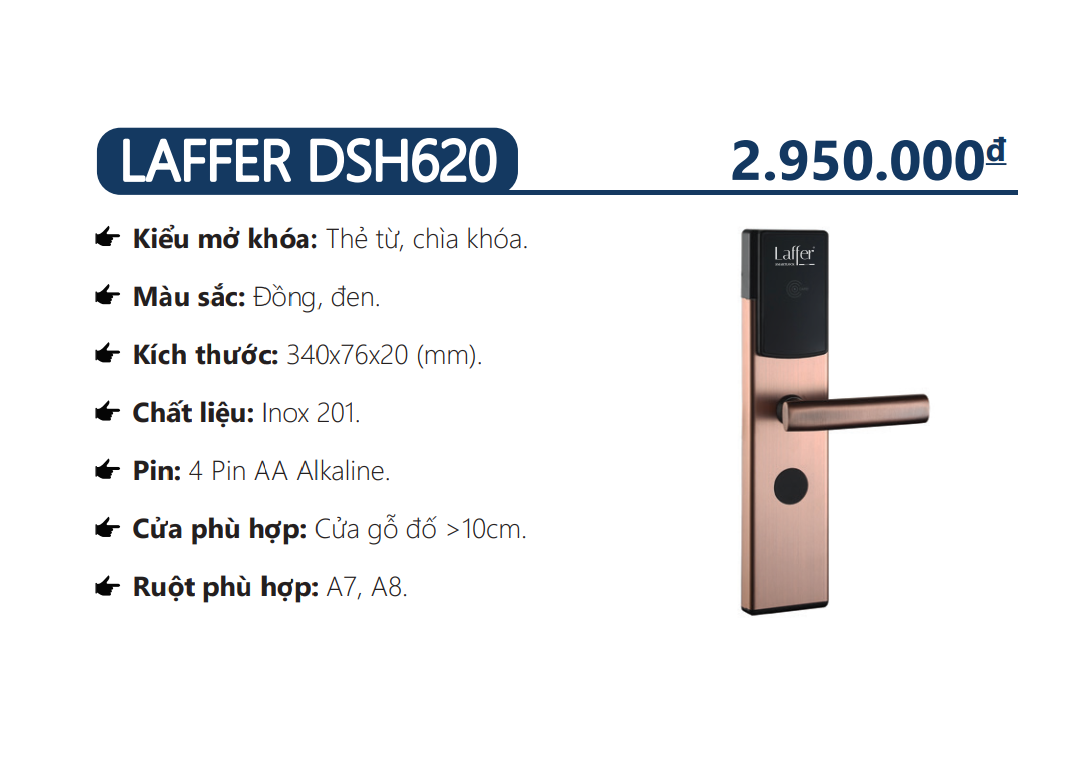 Khóa thẻ từ dành cho khách sạn - LAFFER DSH620