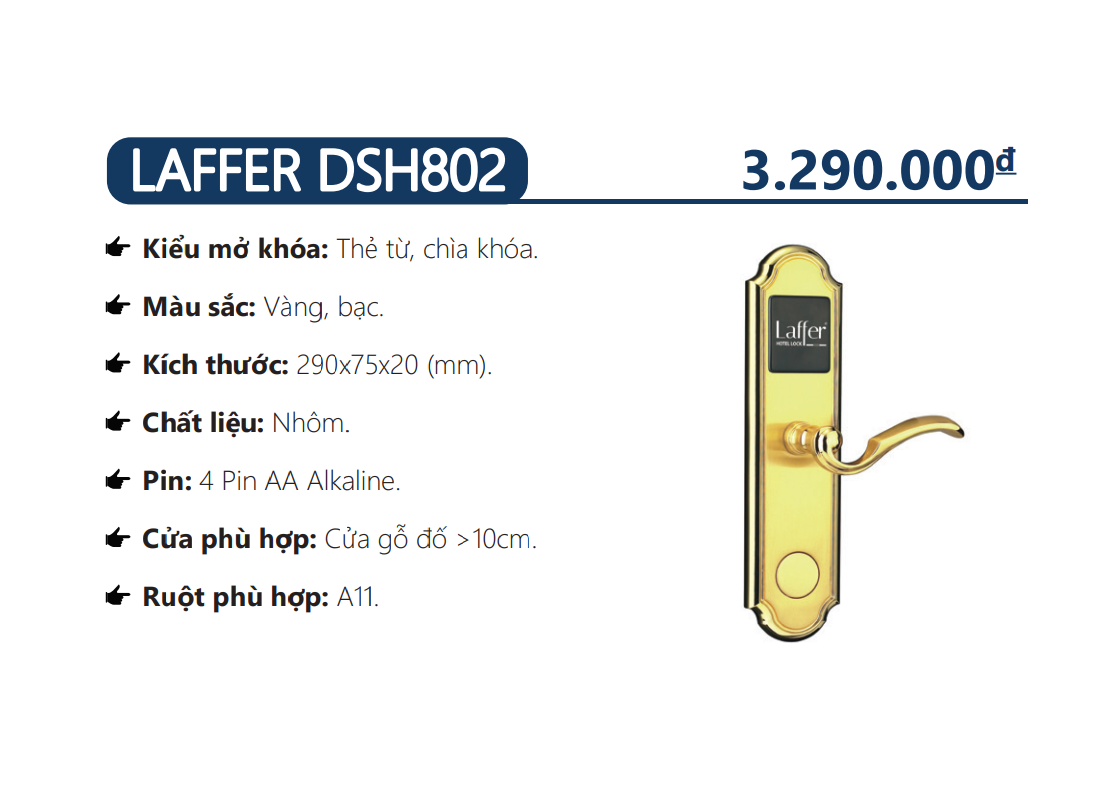 Khóa thẻ từ dành cho khách sạn - LAFFER DSH802
