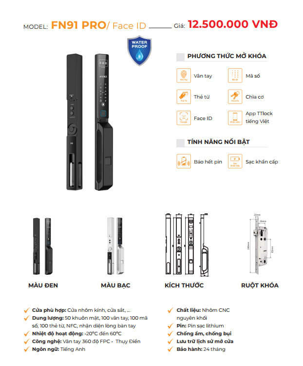 Khóa thông minh FUKI FN91 Pro - FACE ID