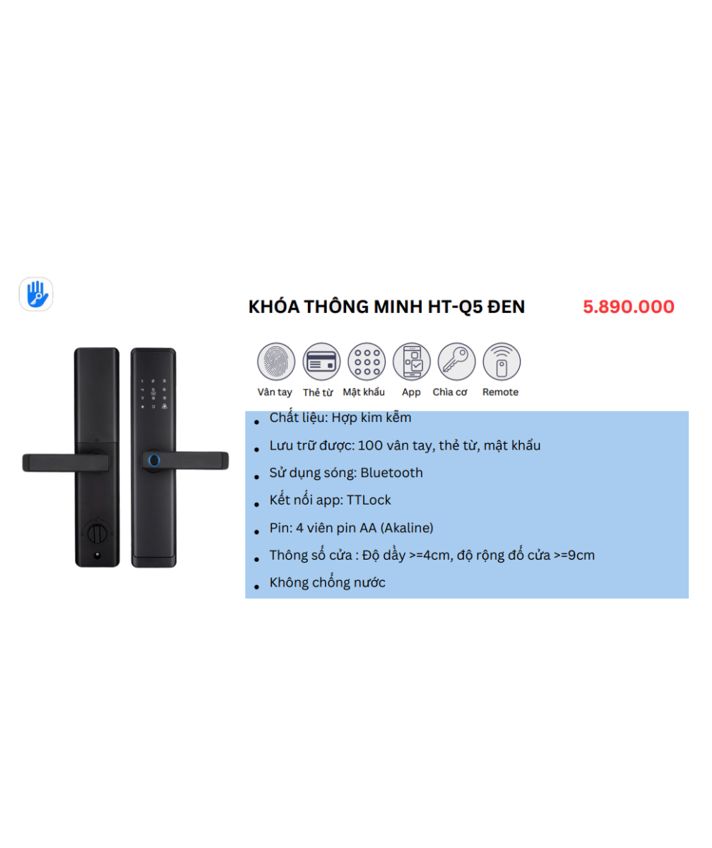 Khóa thông minh HTS - Q5 Đen