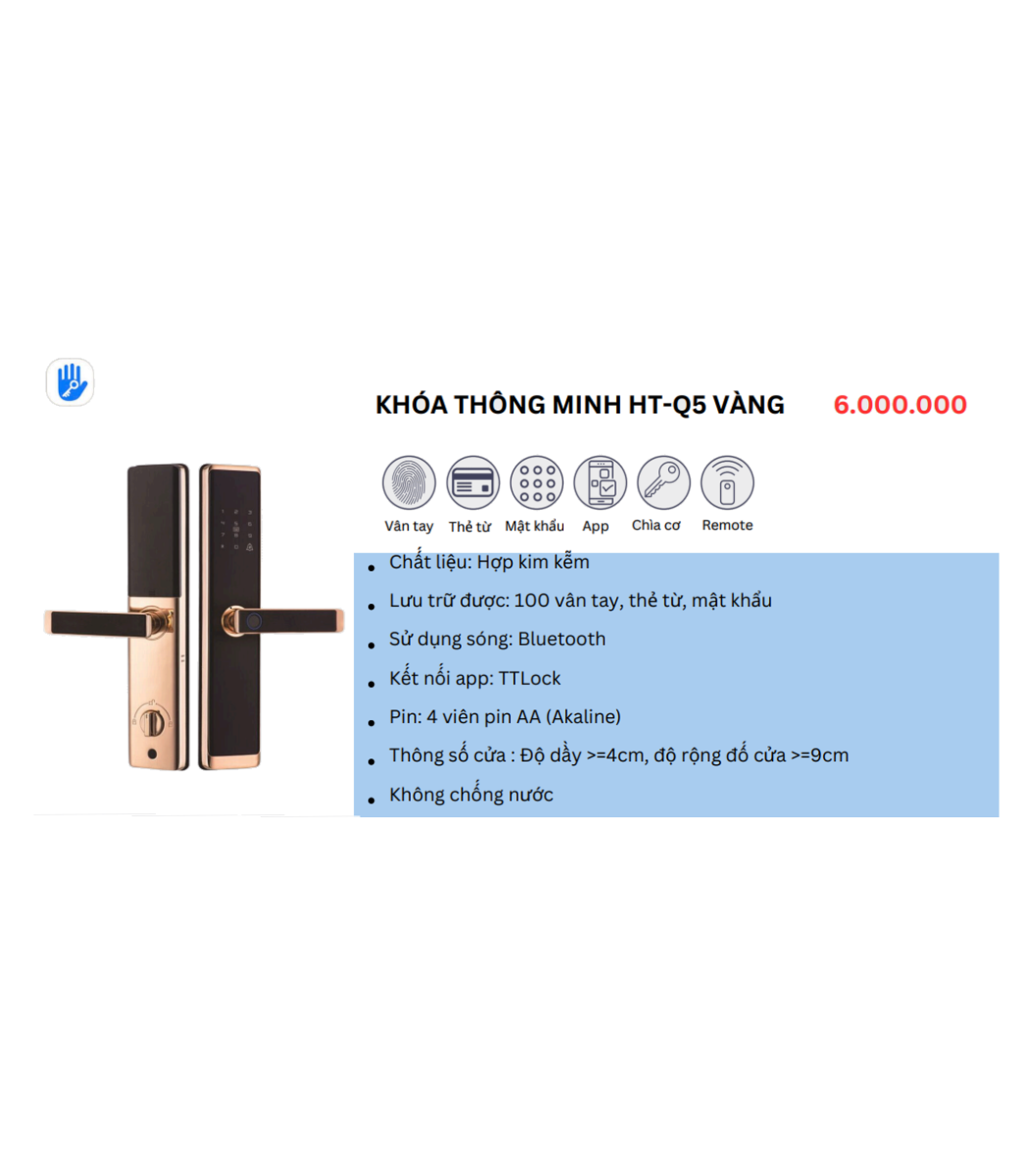 Khóa thông minh HTS - Q5 Vàng
