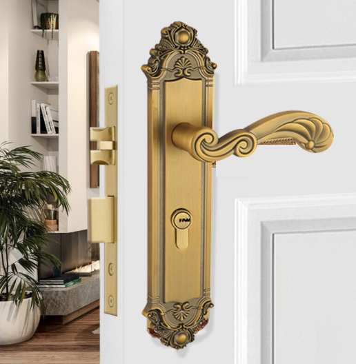 Khóa cửa tay gạt họa tiết cổ điển S438